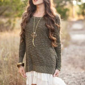 Grace and Lace Moss Honeycomb Sweater XL